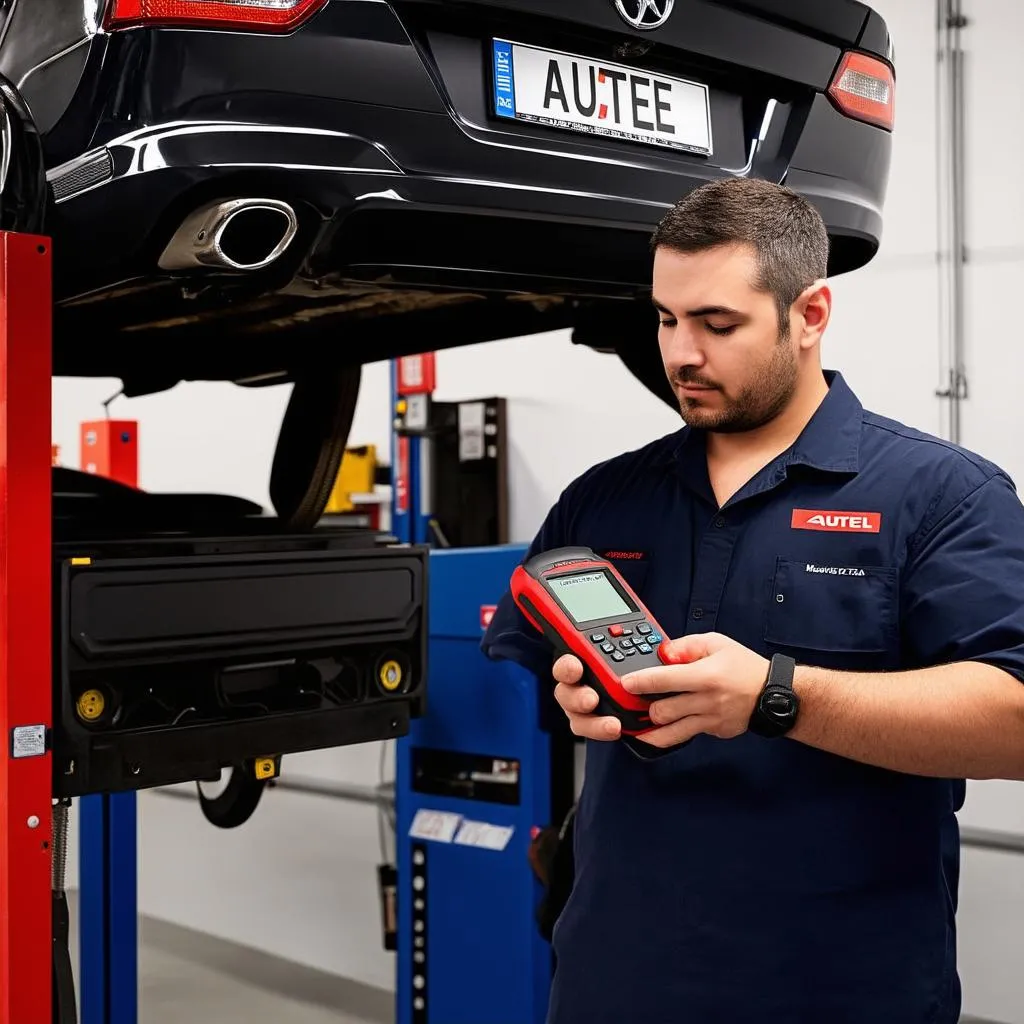 Mechanic using Autel MaxiDiag Elite