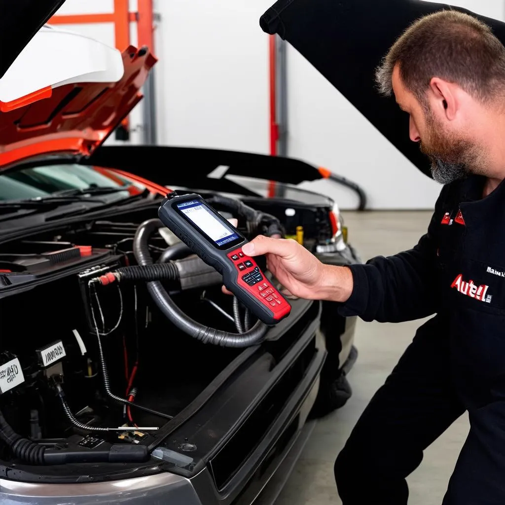 Mechanic using Autel MaxiDiag MD808 Pro