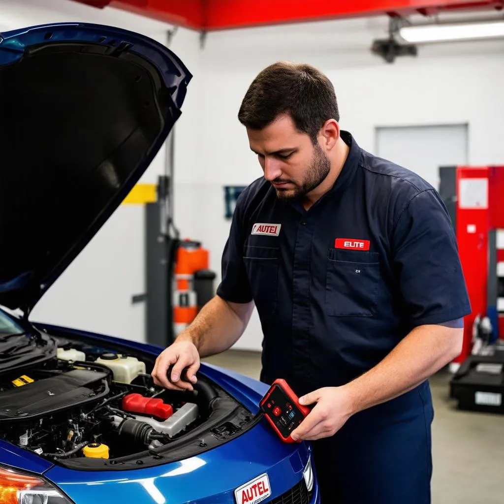 Mechanic Using Autel MaxiFlash Elite