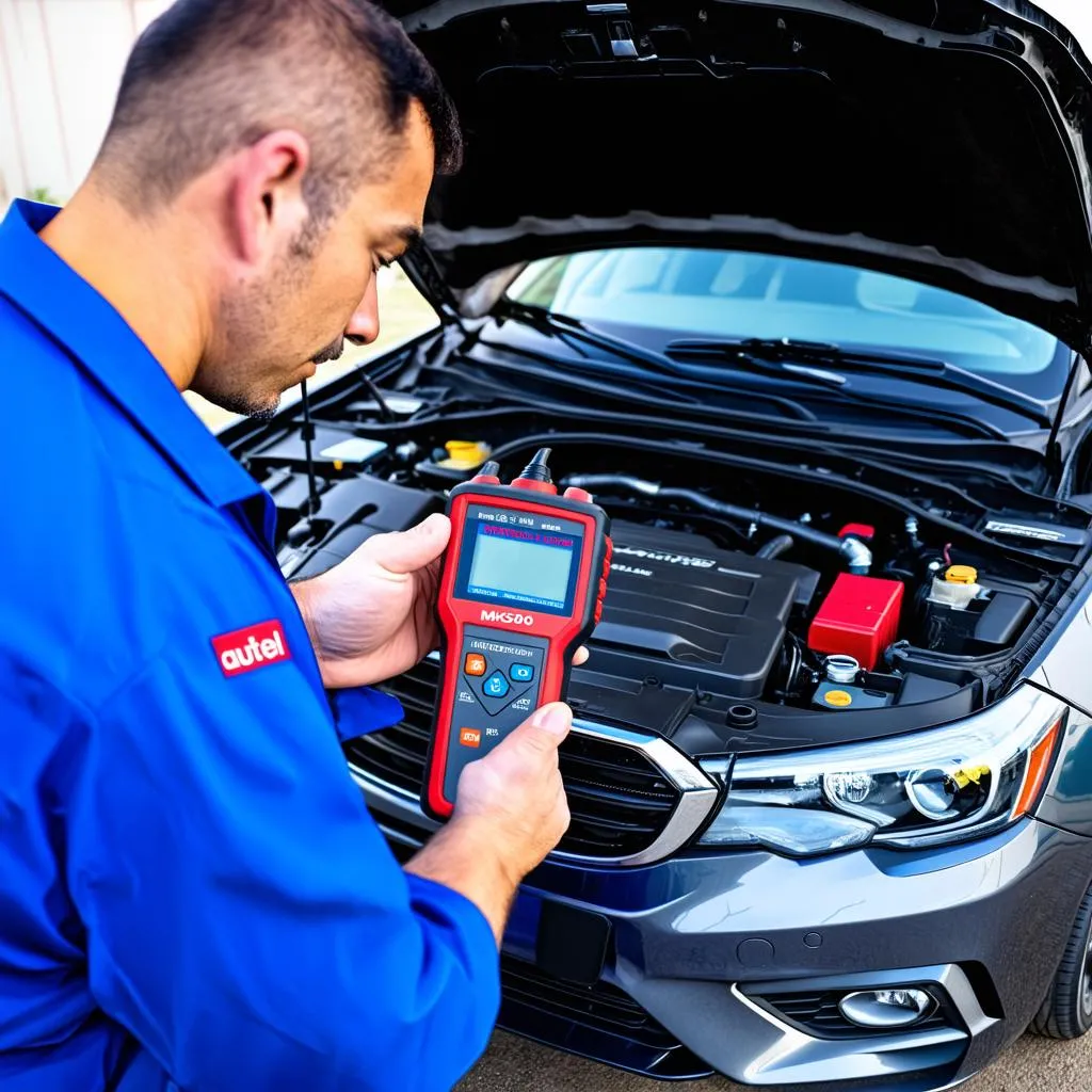 Mechanic using Autel MaxiScan MS509