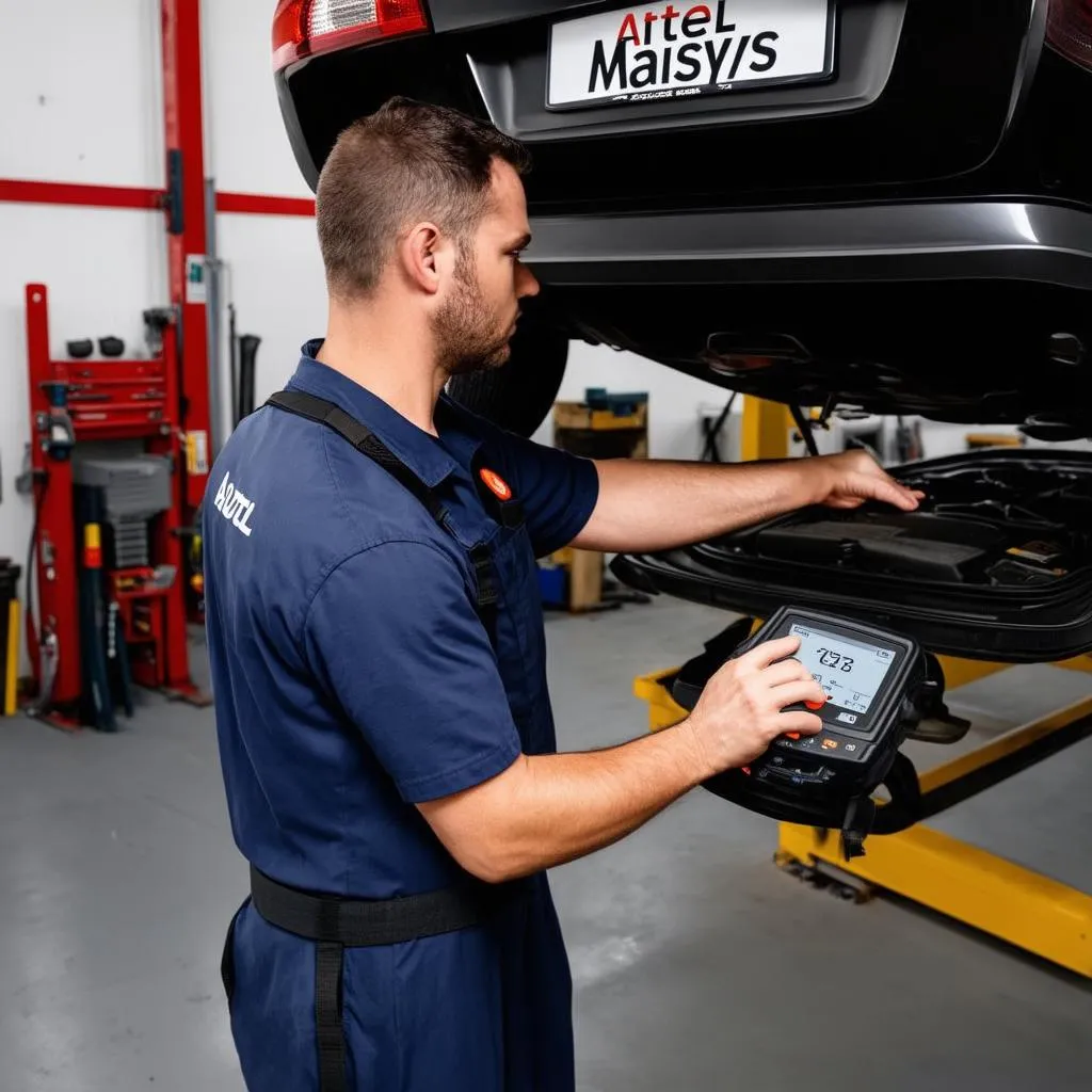 Mechanic using Autel Maxisys