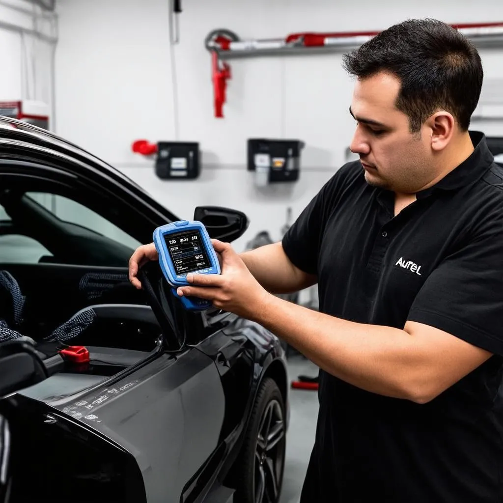 Mechanic Using Autel MaxiSys MS906BT