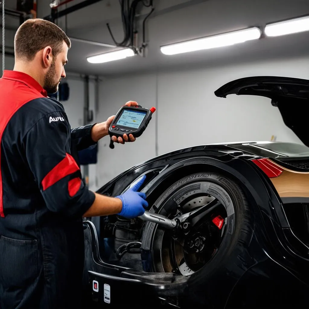 Mechanic using Autel MaxiSys MS906PRO-TS