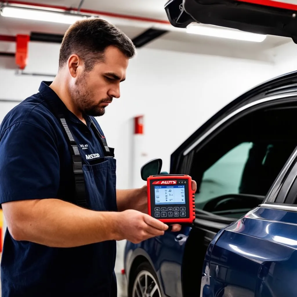 Mechanic using Autel MaxiSys MS906S