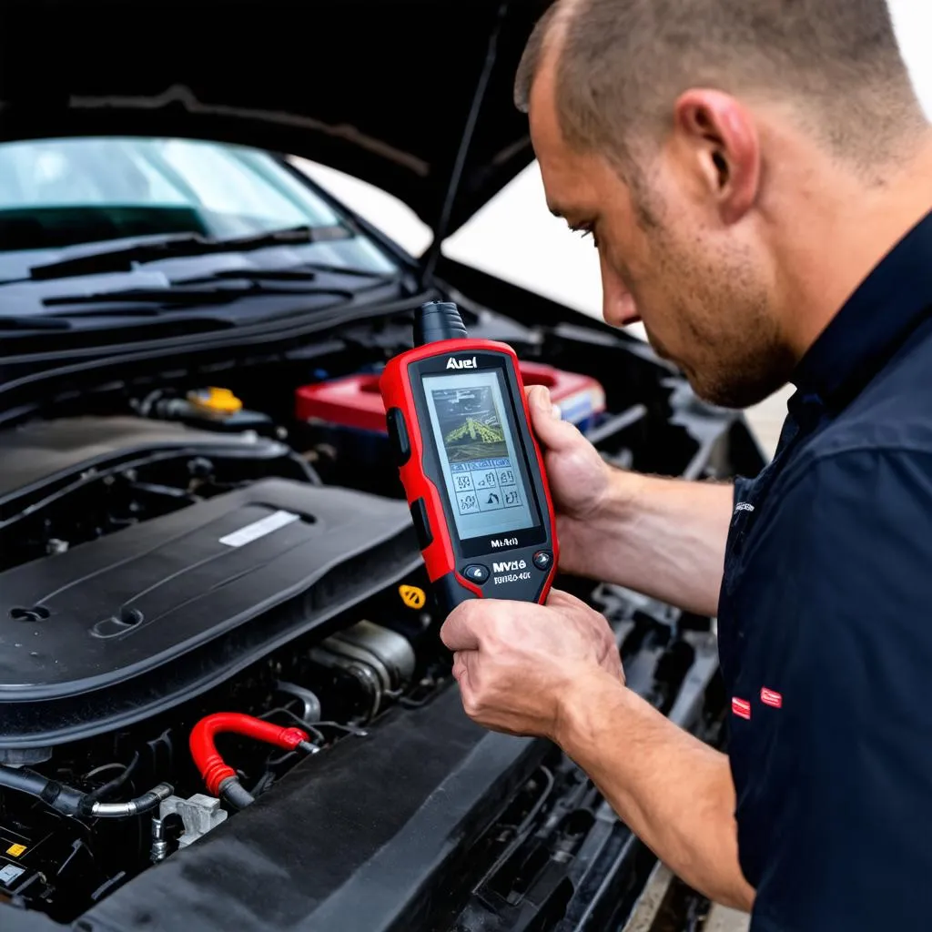 autel mv400 in use, car diagnostics