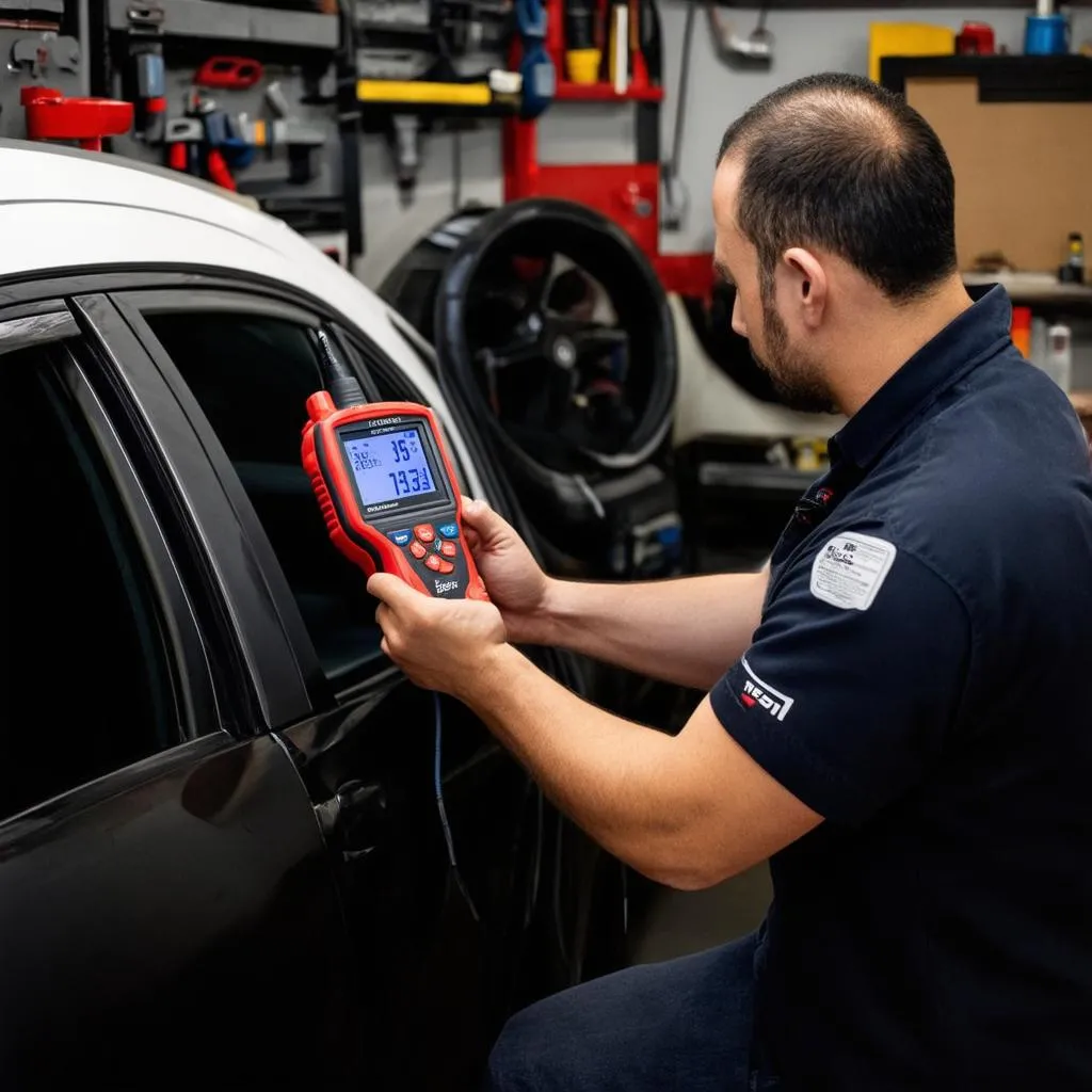 Mechanic Using Autel MK906