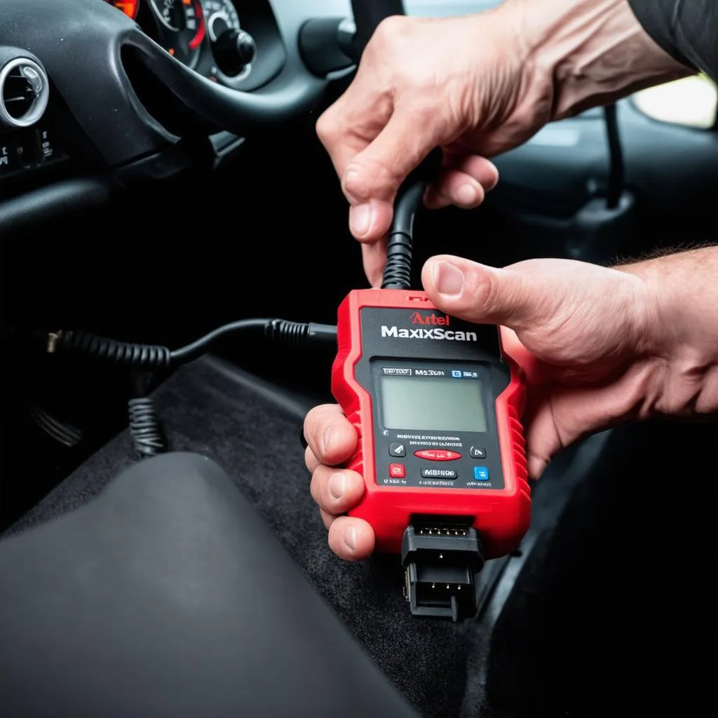 Mechanic Using Autel MS300