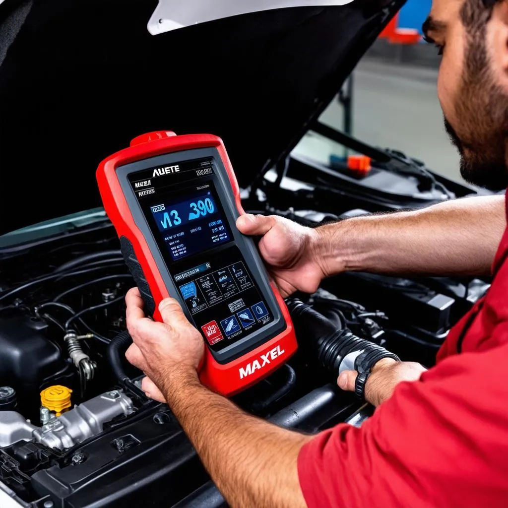 Mechanic Using Autel MaxiSys MS906