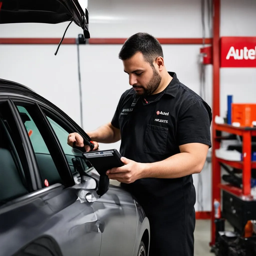 Mechanic Using Autel MaxiSys MS906TS