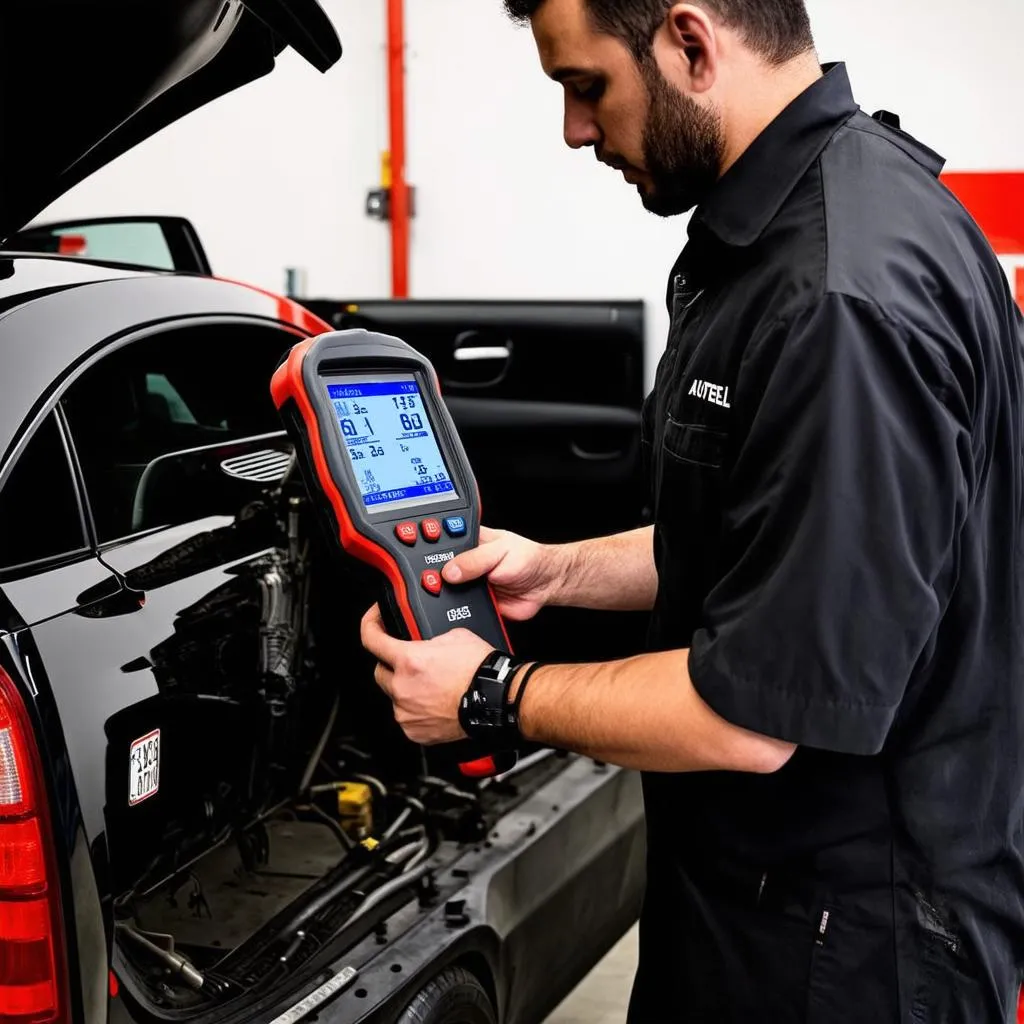 Mechanic using Autel MS908S