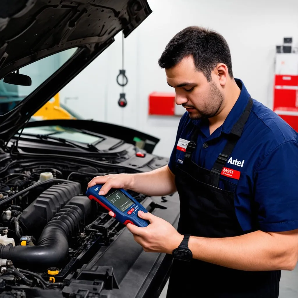 Mechanic using Autel MS919