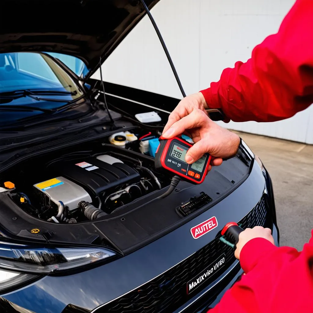 Mechanic using Autel MV108