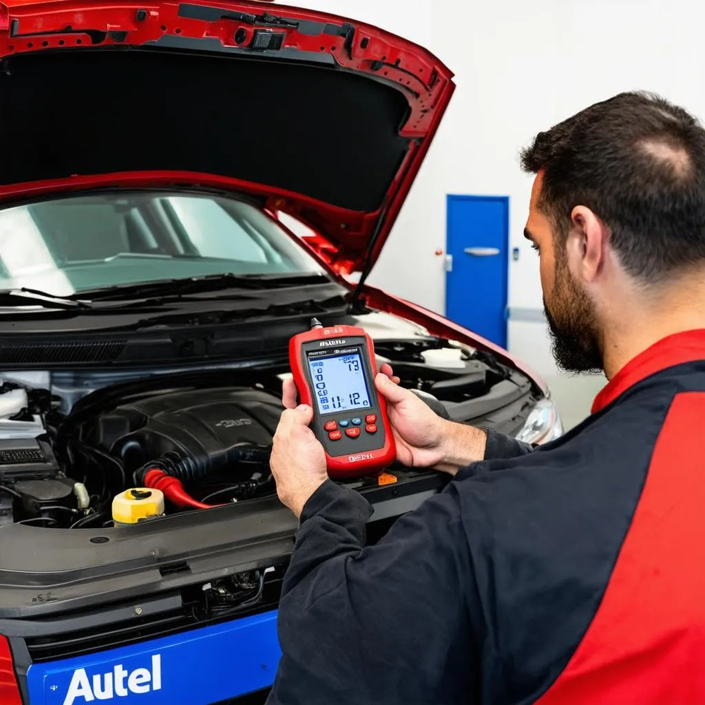 Mechanic using Autel MV480