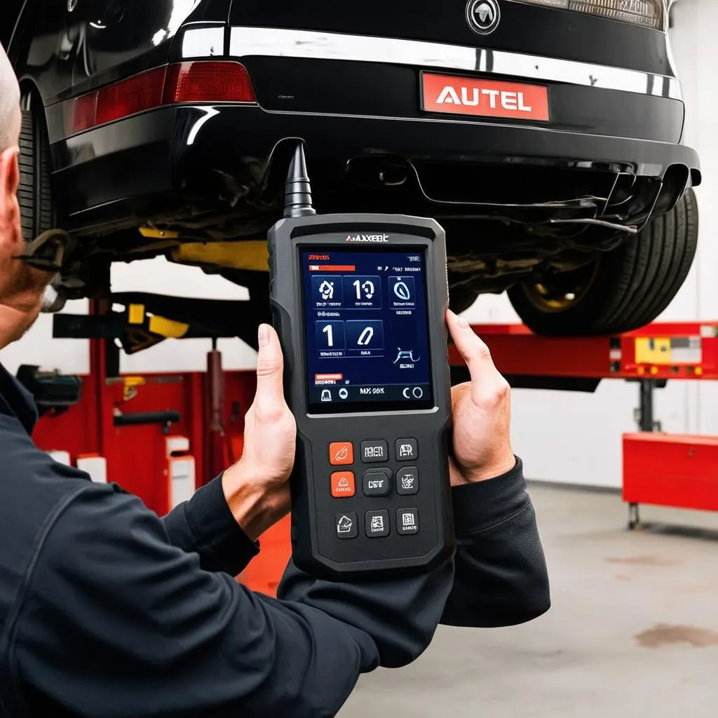 Mechanic Using Autel MX808