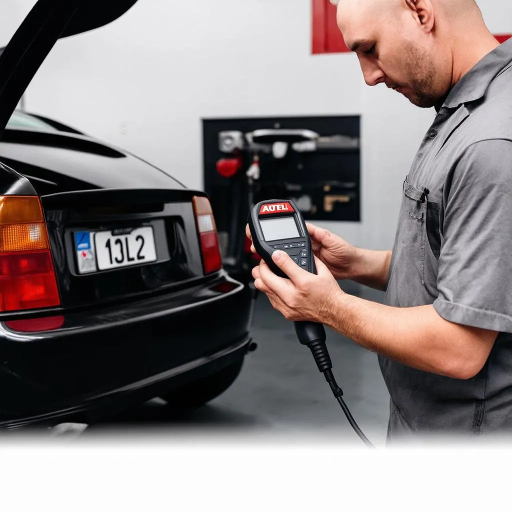 Mechanic using Autel scanner