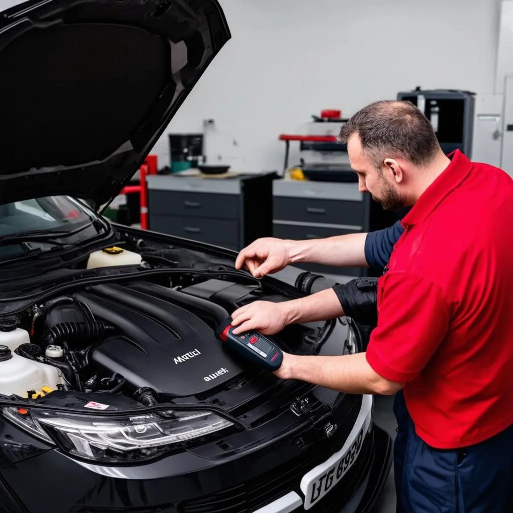 Mechanic using Autel Scanner