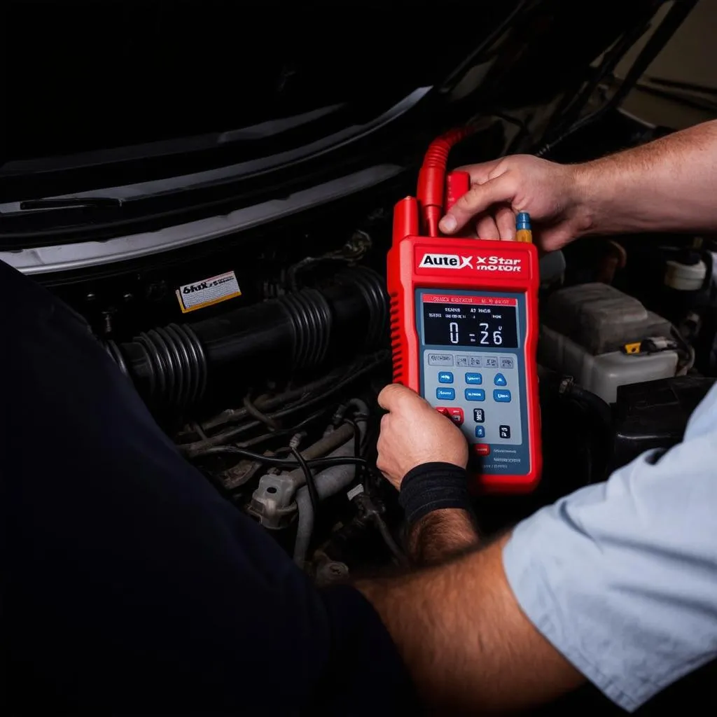 Mechanic Using Autel Scanner