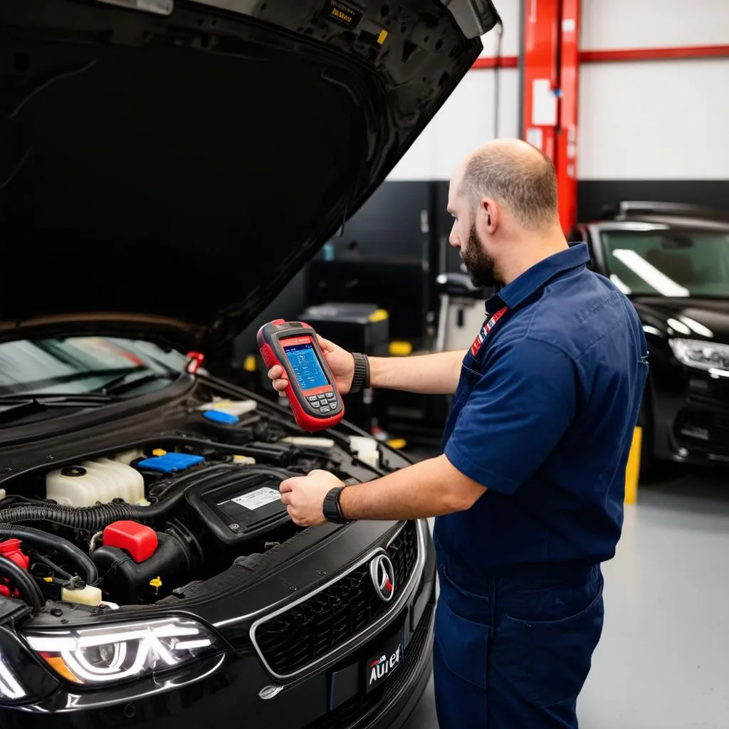 Mechanic Using Autel Scanner