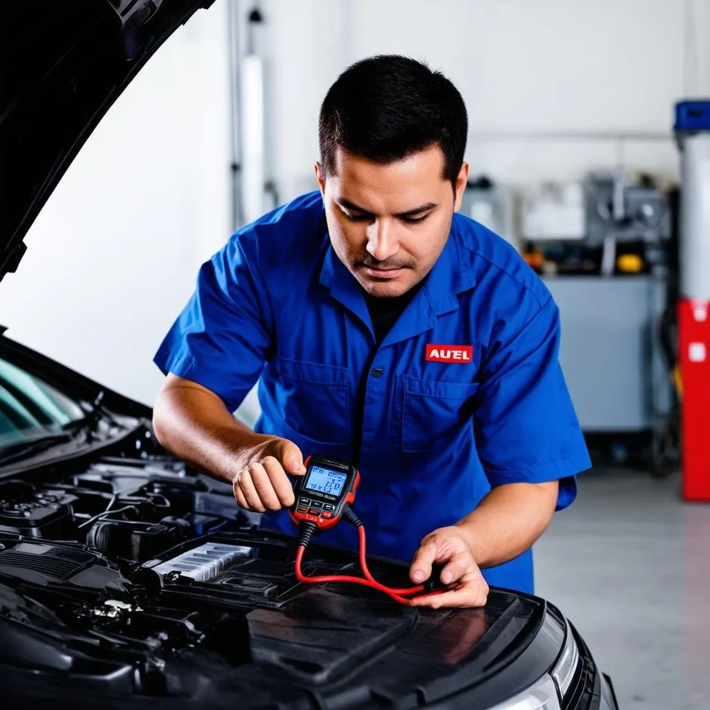 Mechanic Using Autel Scanner