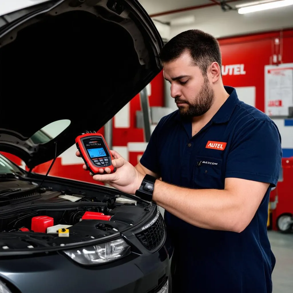 Mechanic using Autel Scanner