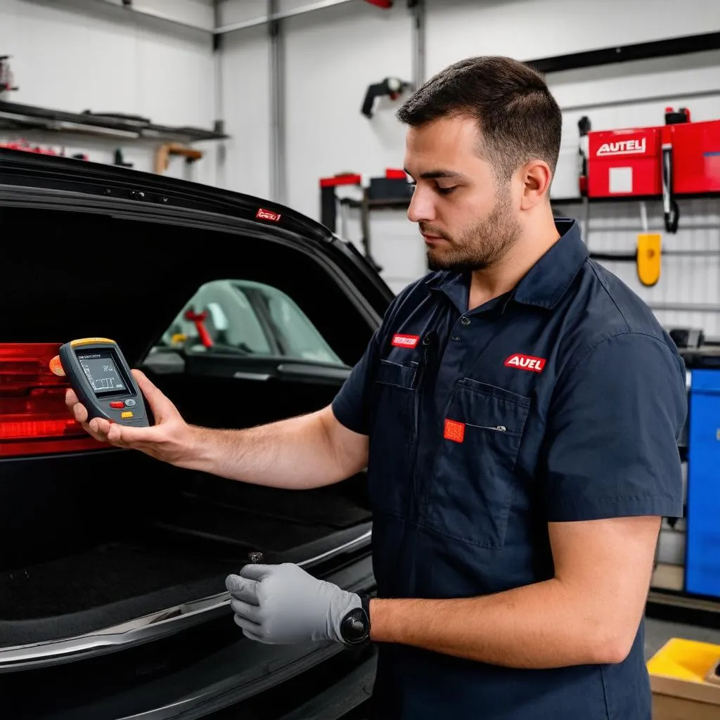 Mechanic Using Autel Scanner