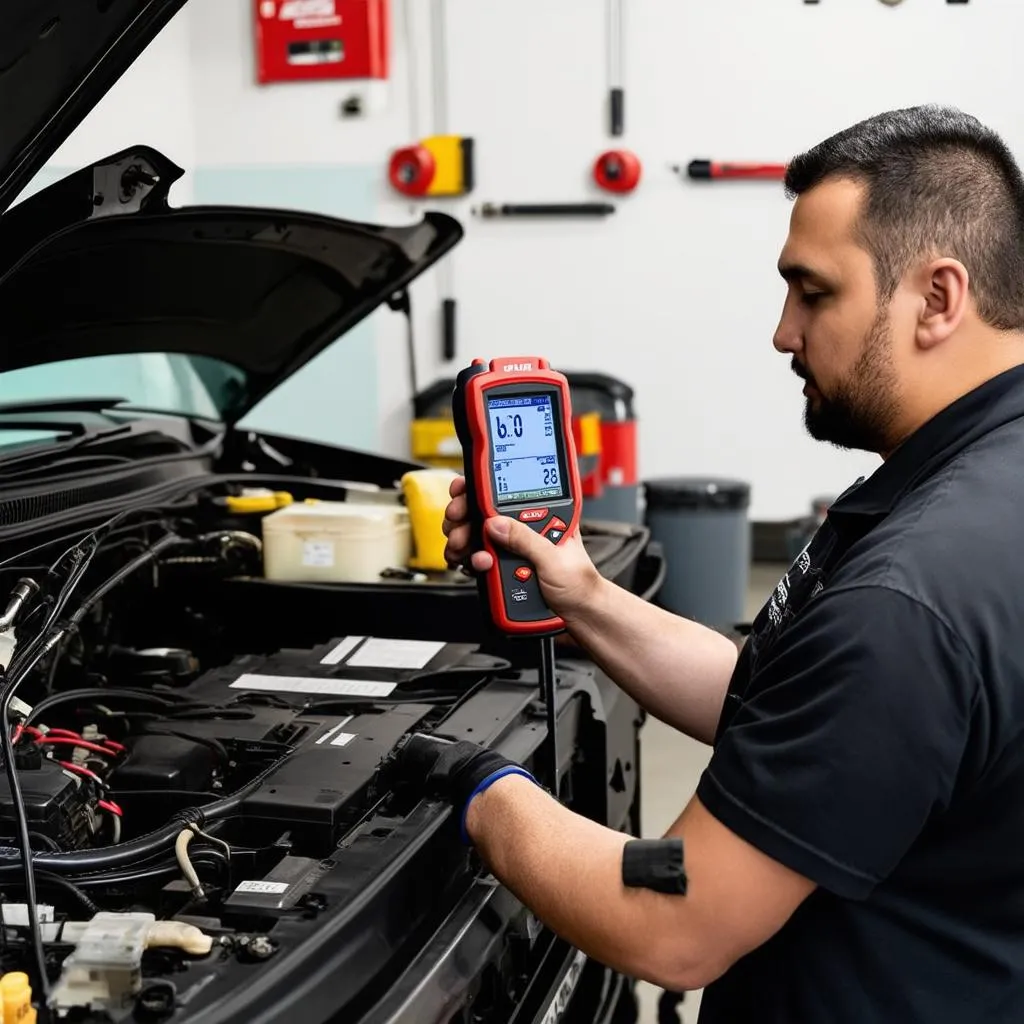 Mechanic using Autel Scanner