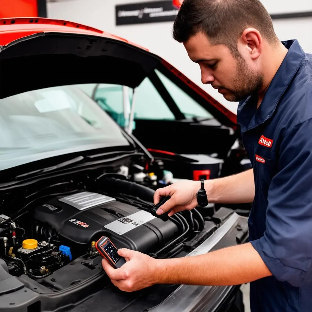 Mechanic Using Autel Scanner