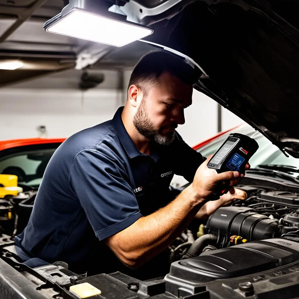 Mechanic Using Autel Scanner