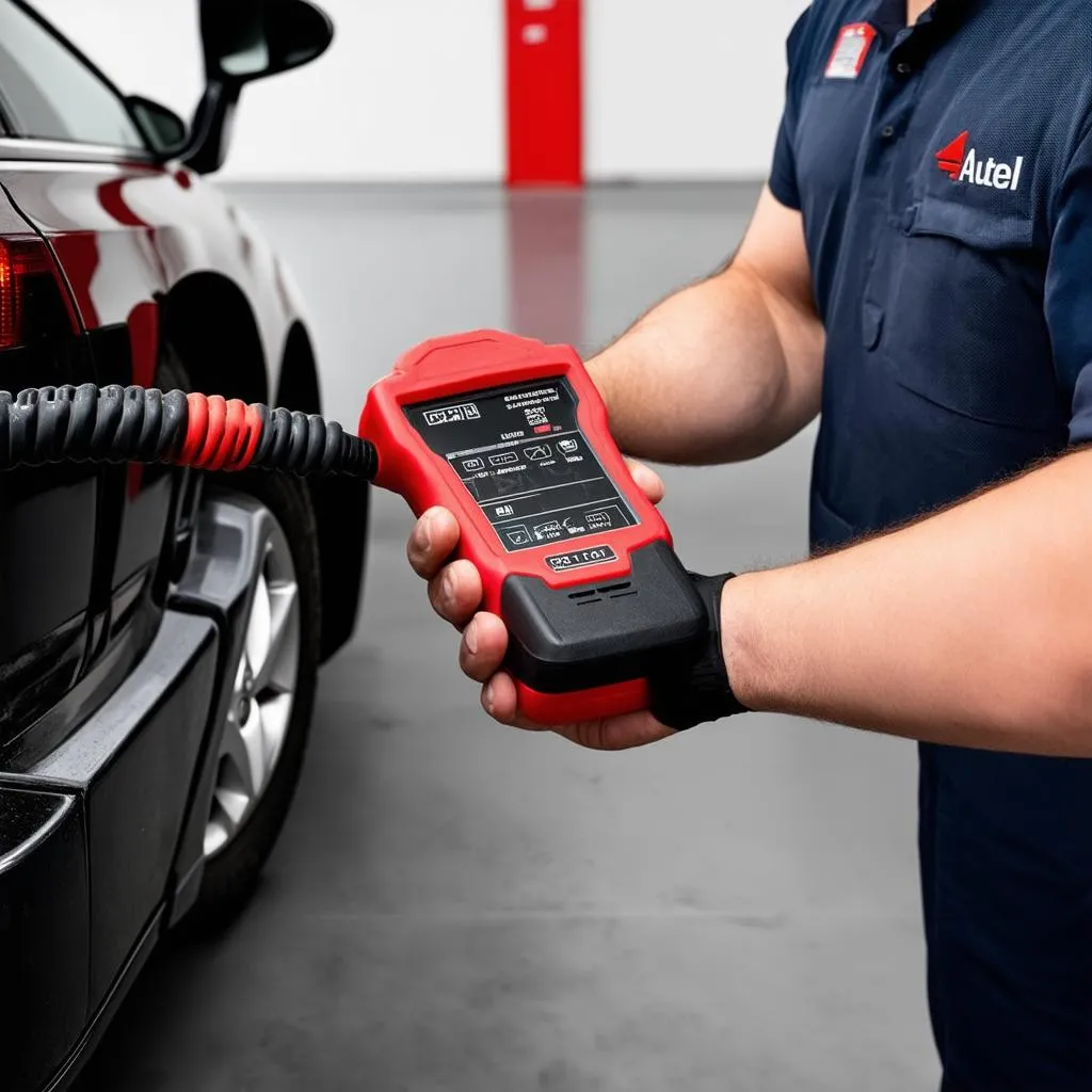 Mechanic using Autel Scanner