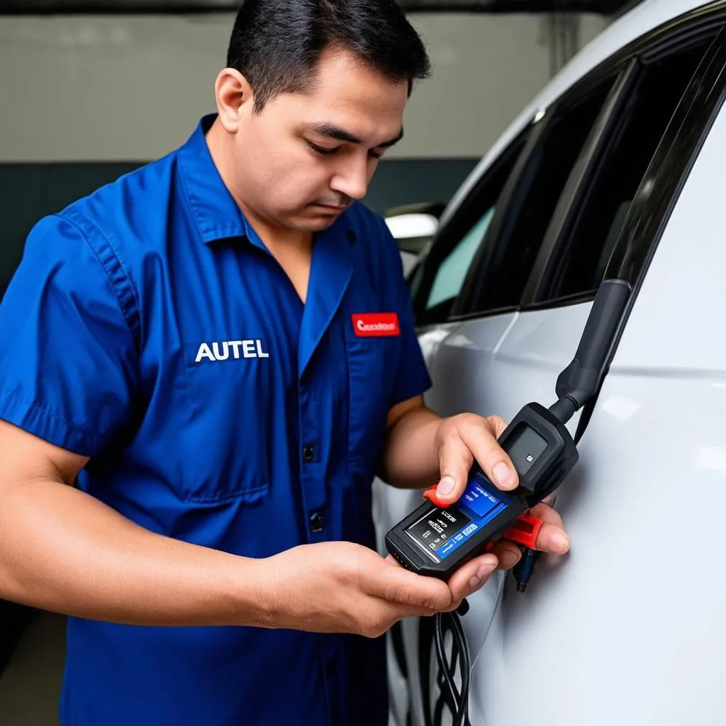 Mechanic Using Autel Scanner