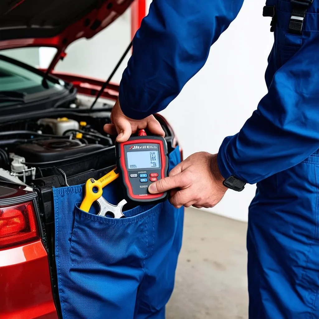 Mechanic using Autel Scanner