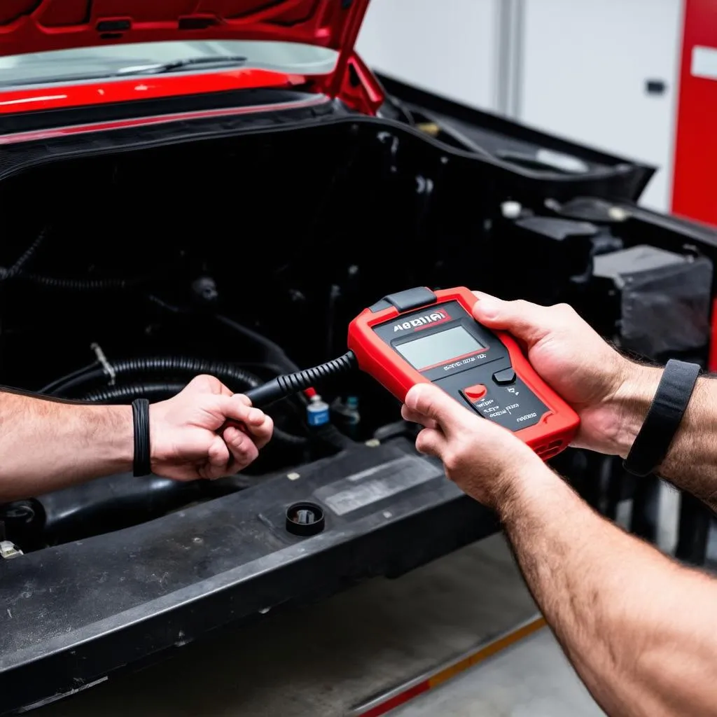 Mechanic Using Autel Scanner