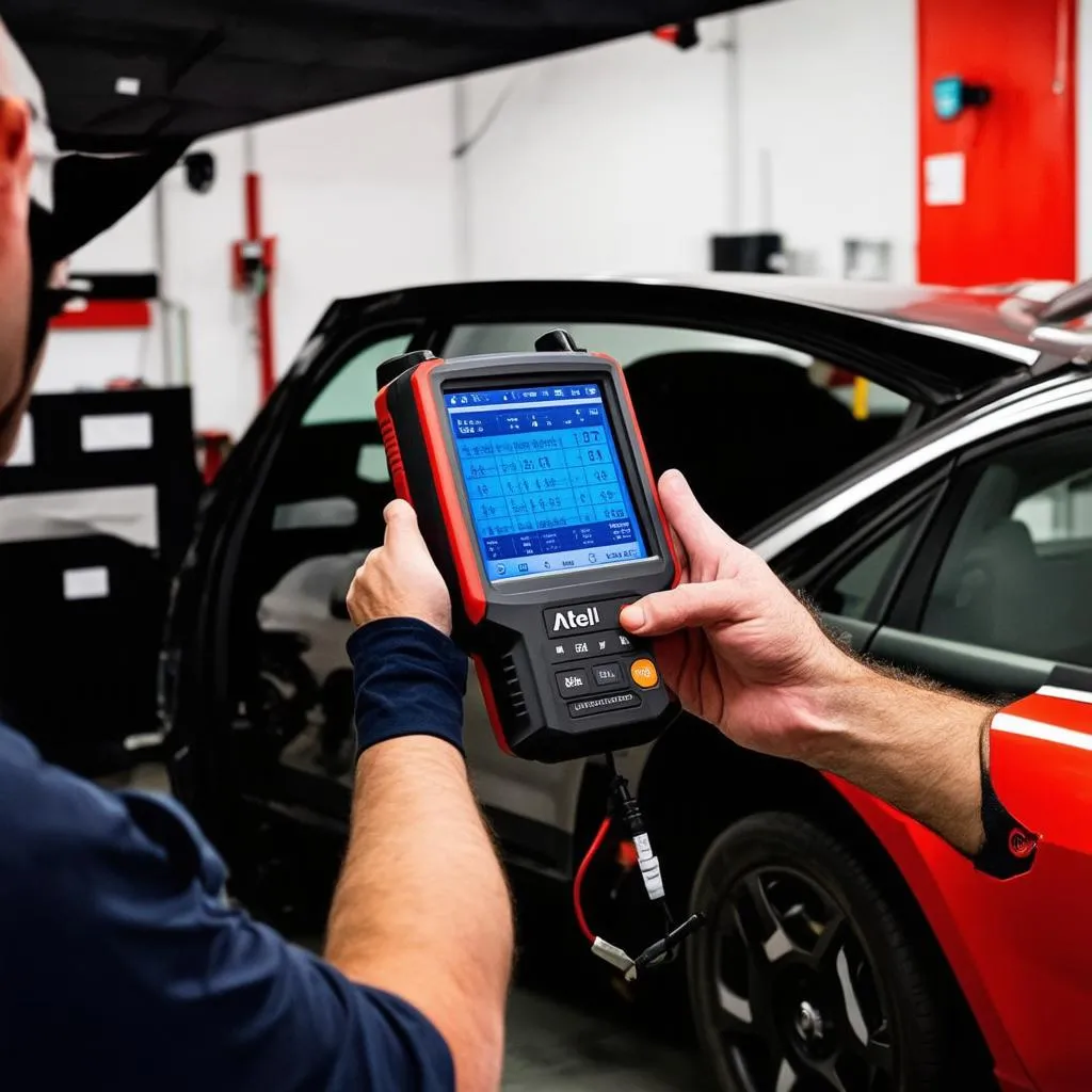 Mechanic Using Autel Scanner