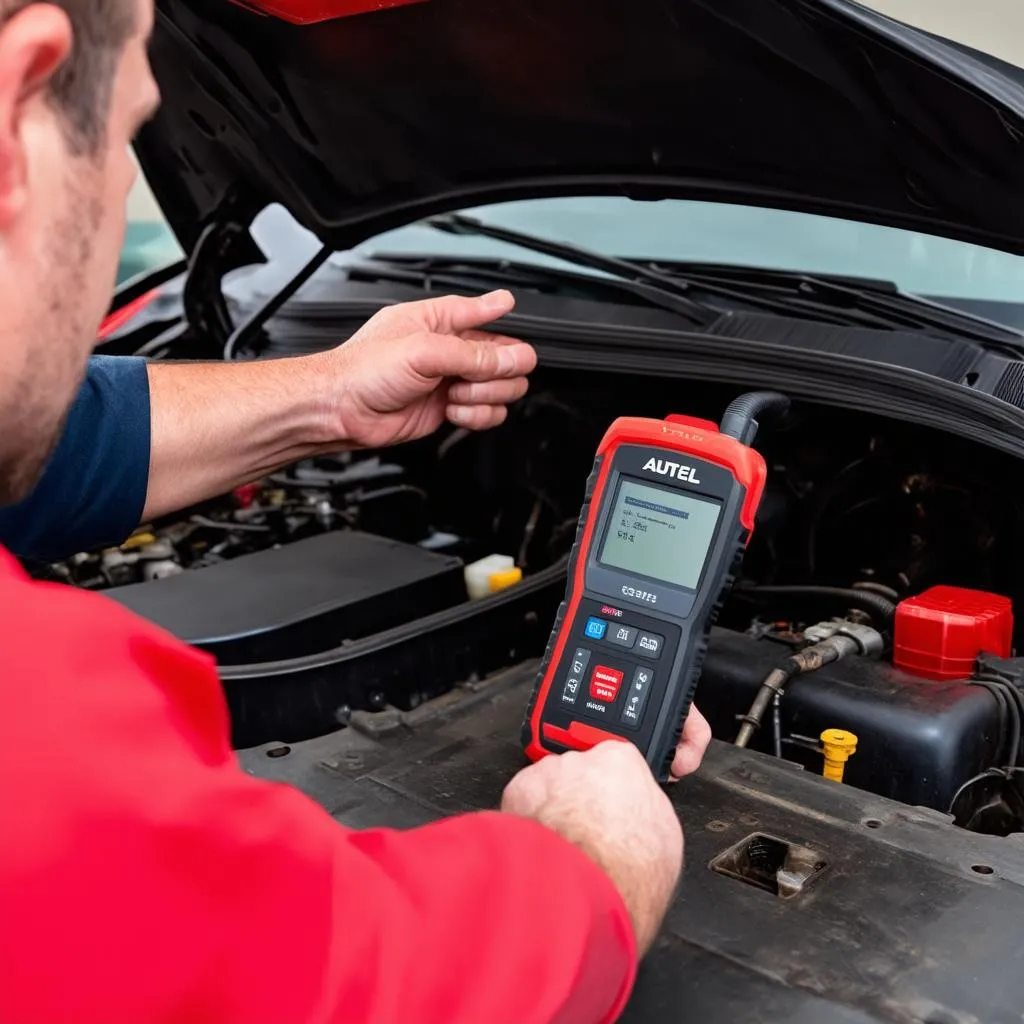 Mechanic Using Autel Scanner