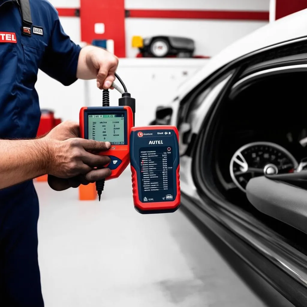 Mechanic using Autel Scanner