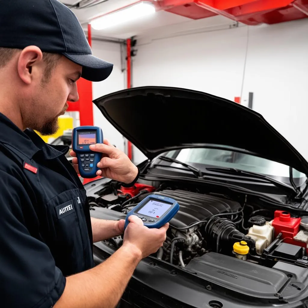 Mechanic using Autel Scanner