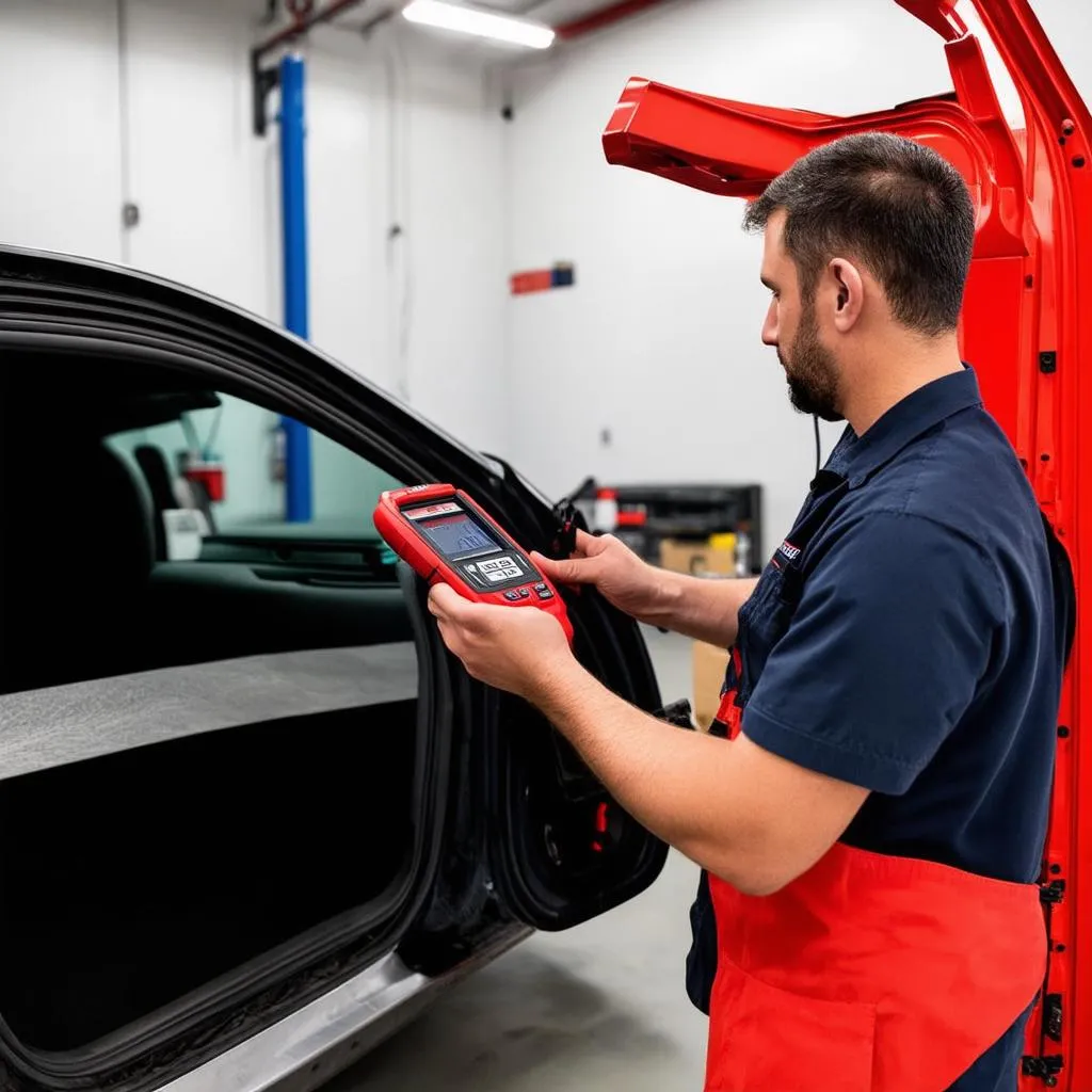 Mechanic Using Autel Scanner