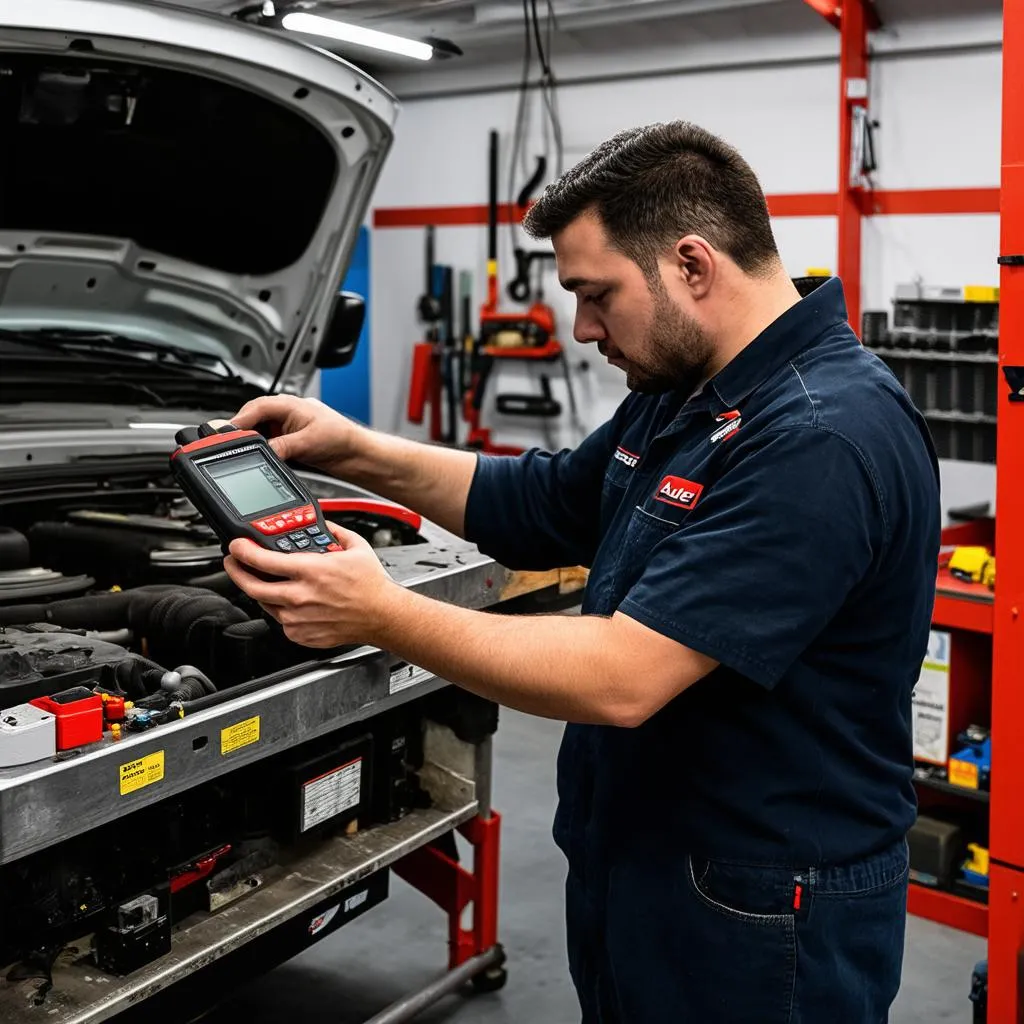 Mechanic Using Autel Scanner