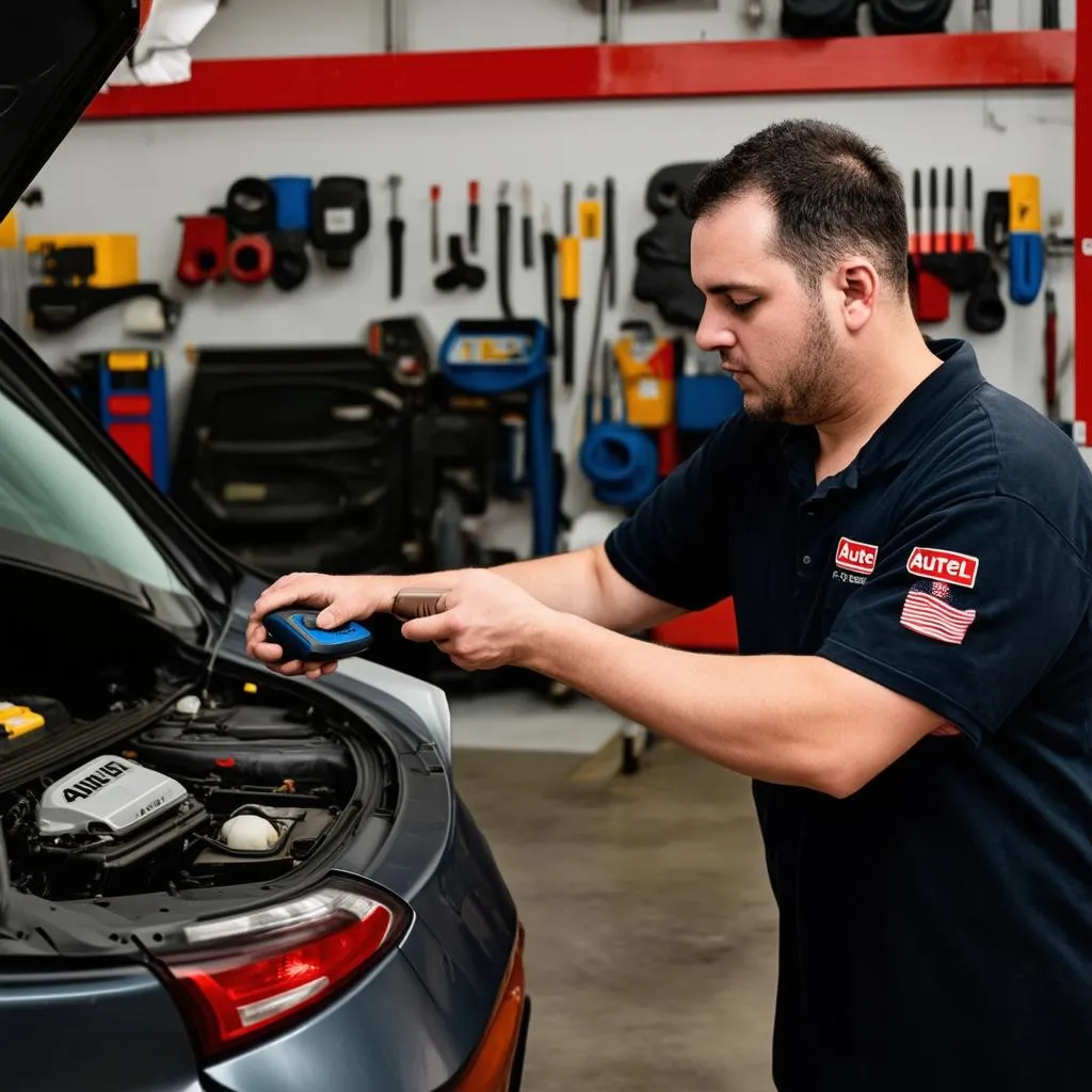 Mechanic using Autel Scanner