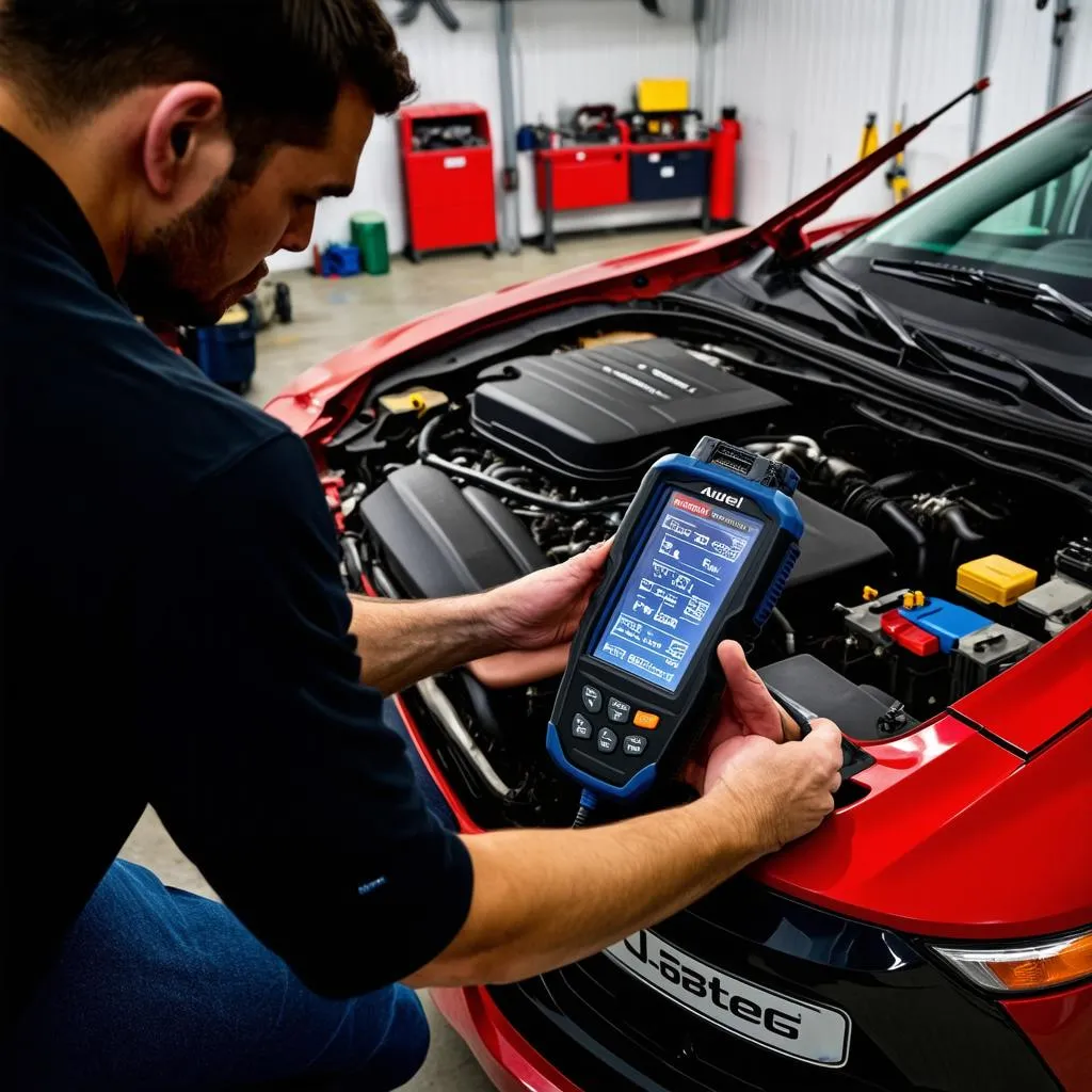 Mechanic Using Autel Scanner