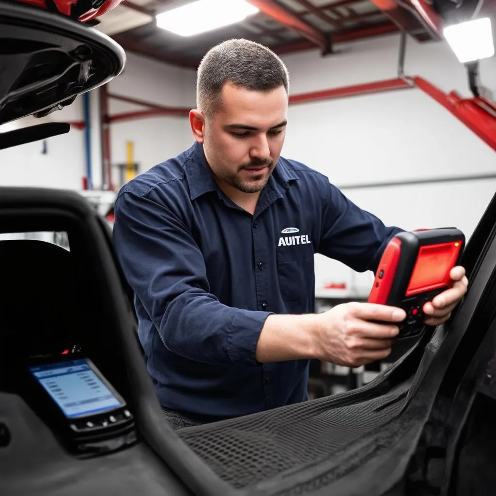 Mechanic Using Autel Scanner