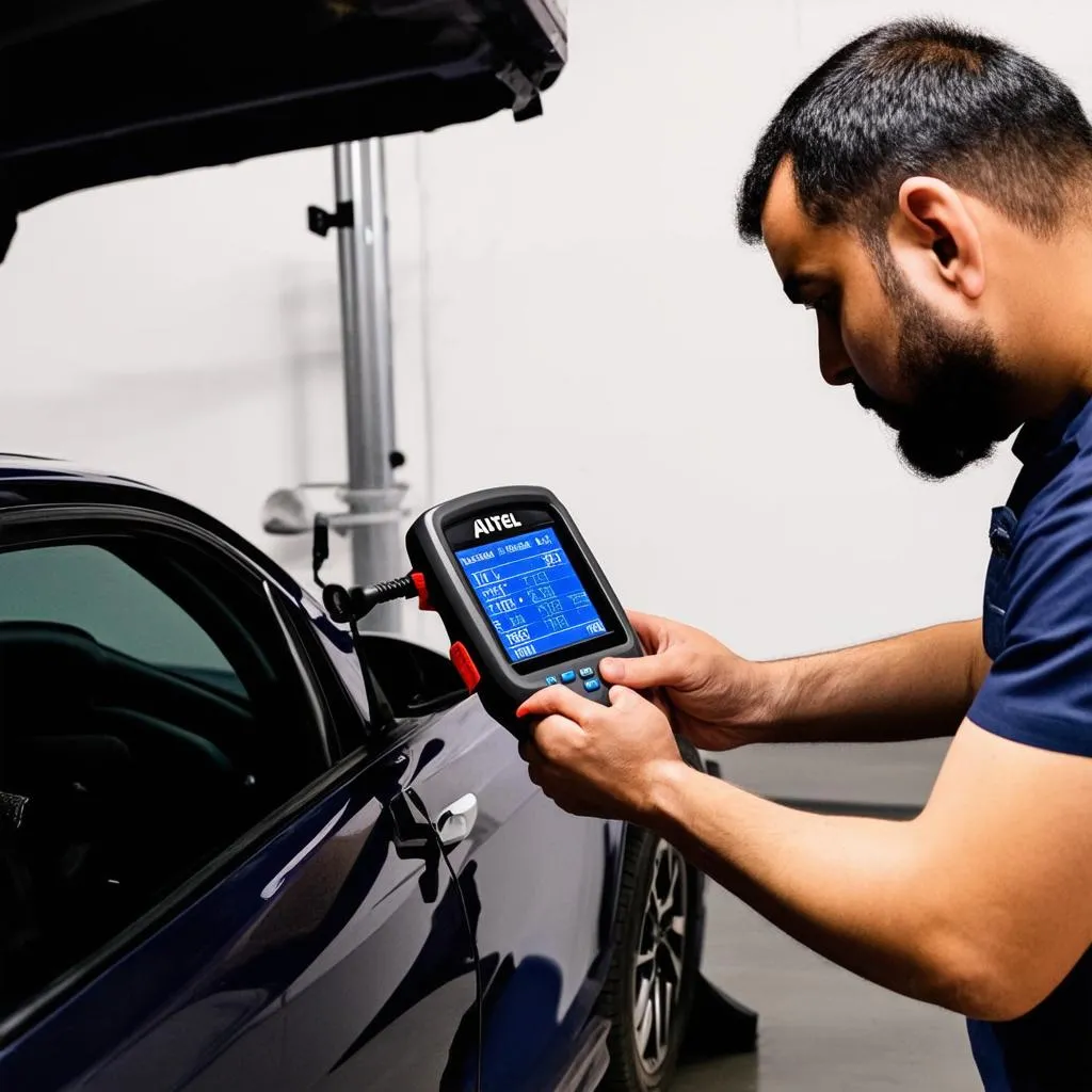 Mechanic Using Autel Scanner