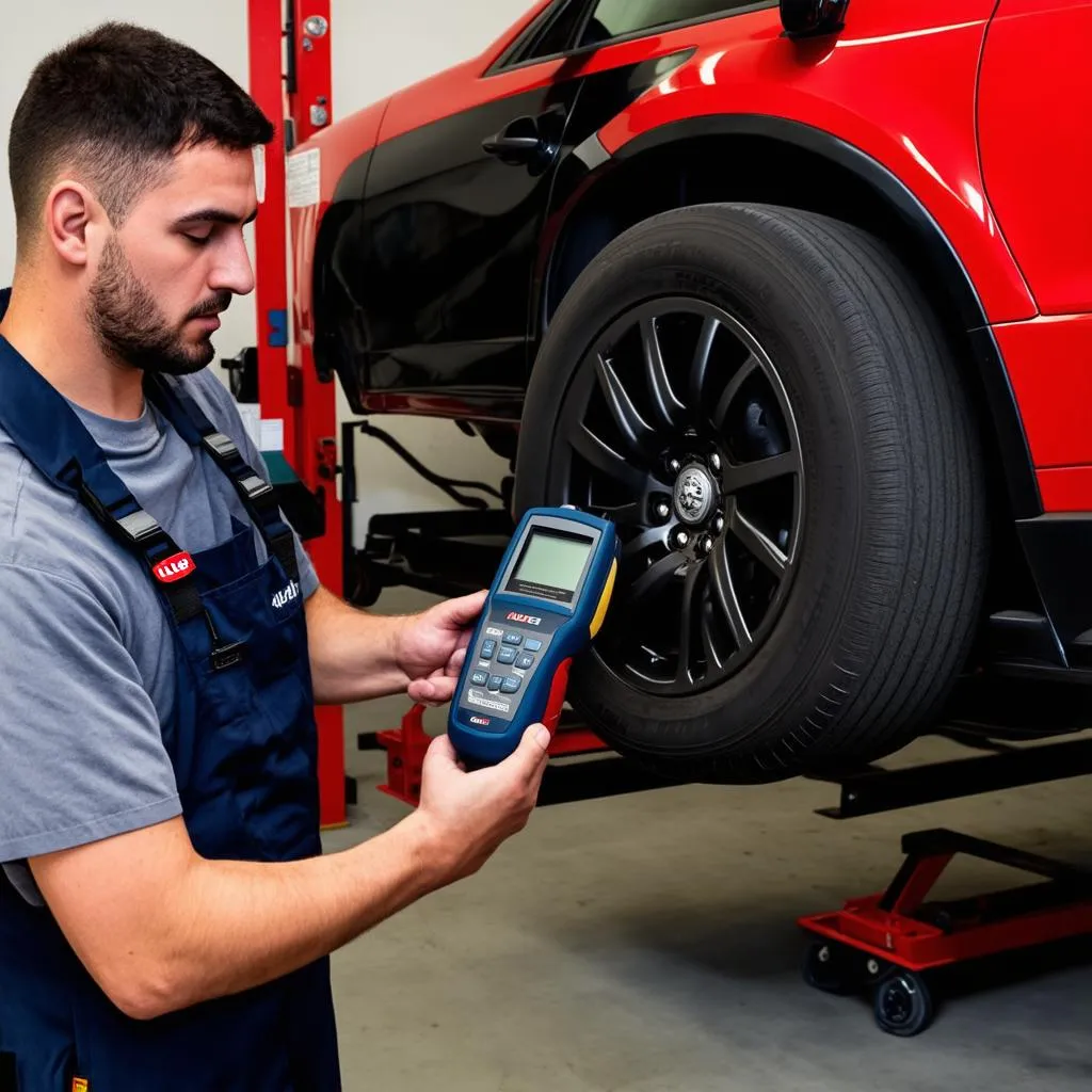 Mechanic Using Autel Scanner