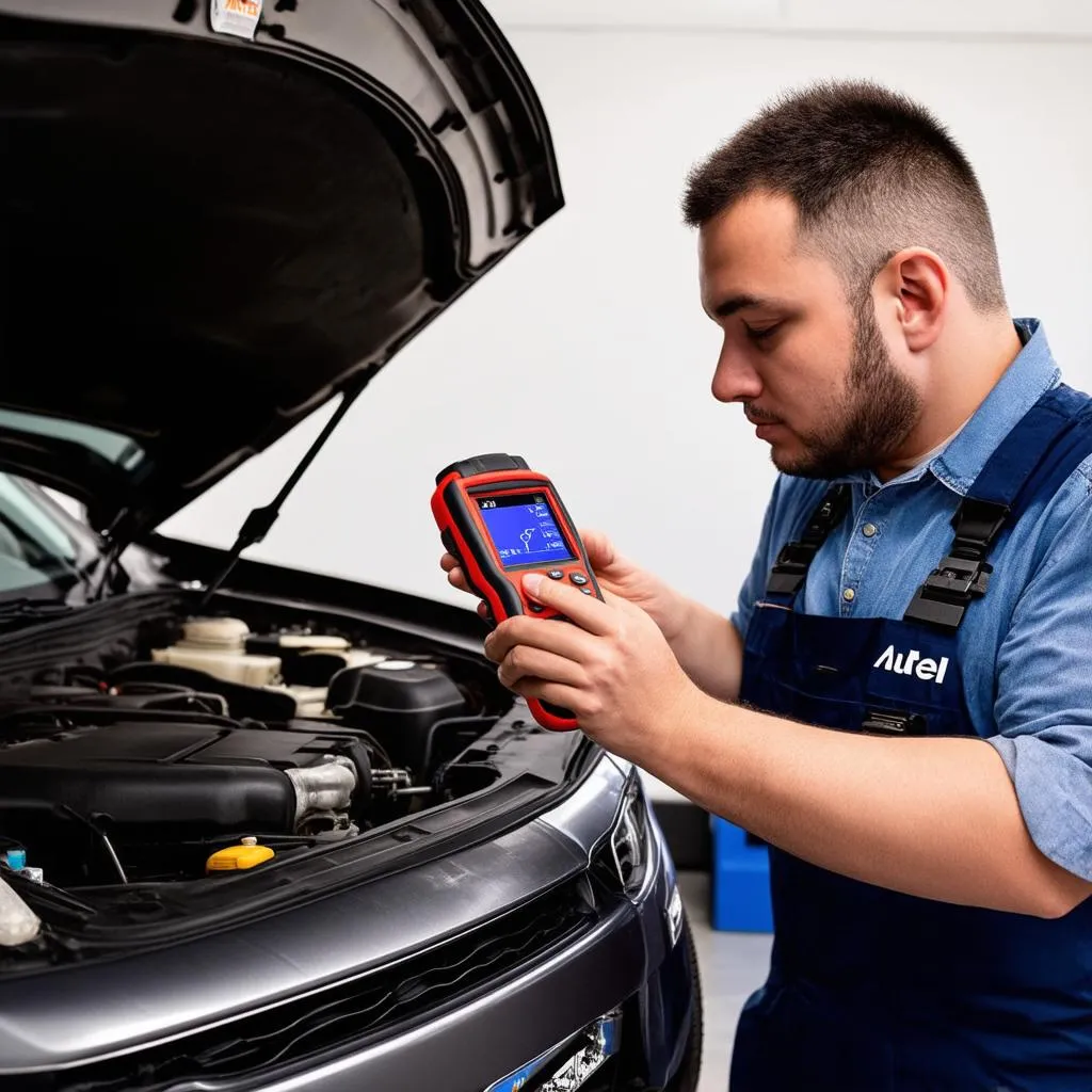 Mechanic Using Autel Scanner