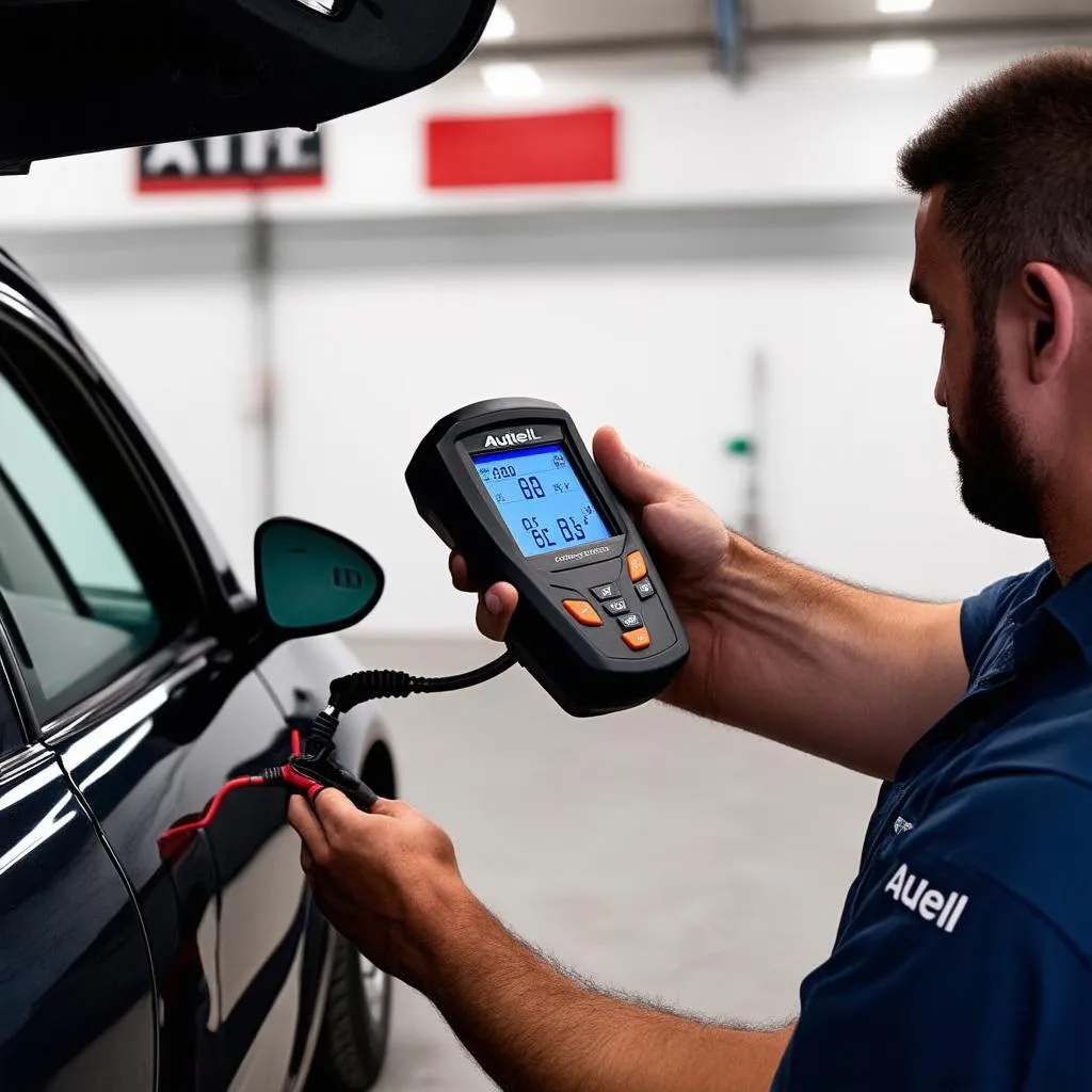 Mechanic using Autel scanner