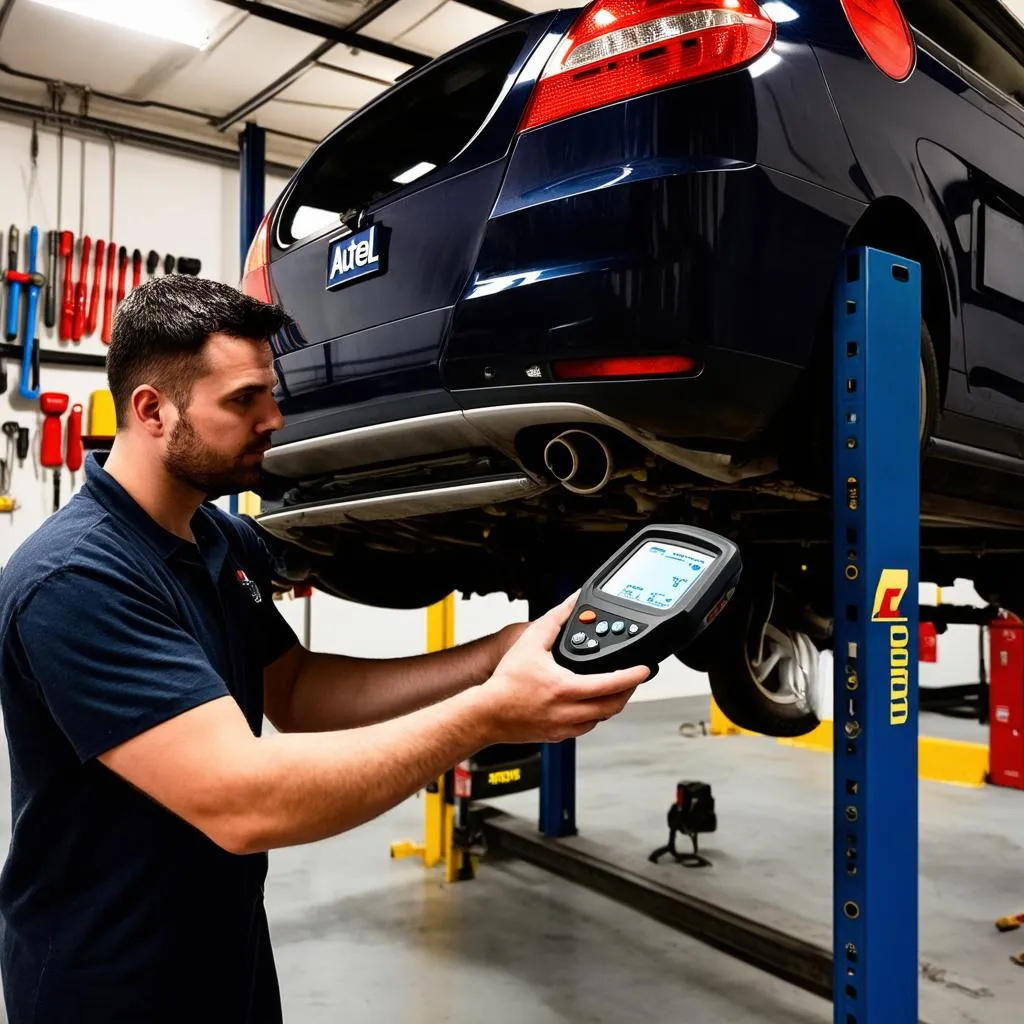 Mechanic using Autel Scanner