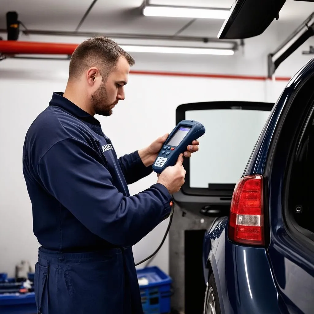 Mechanic Using Autel Scanner