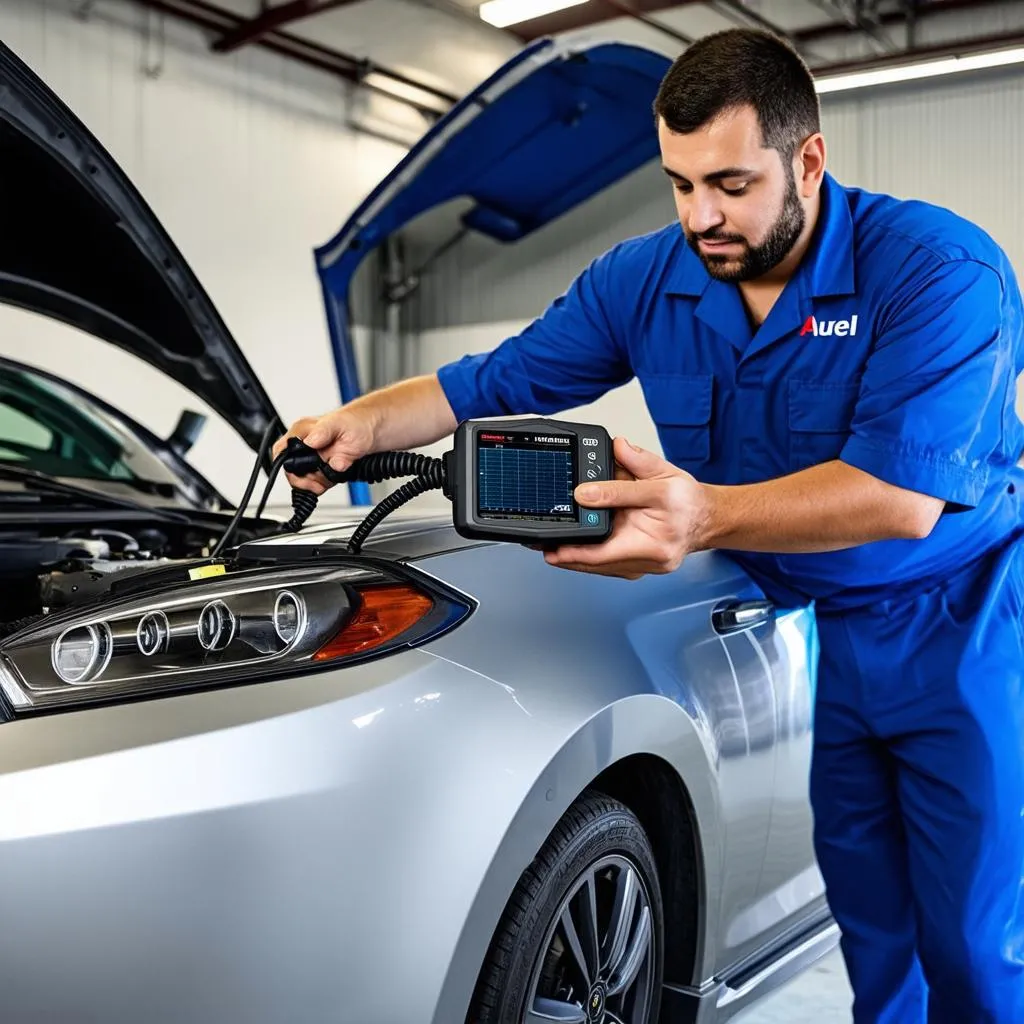 Mechanic Using Autel Scanner