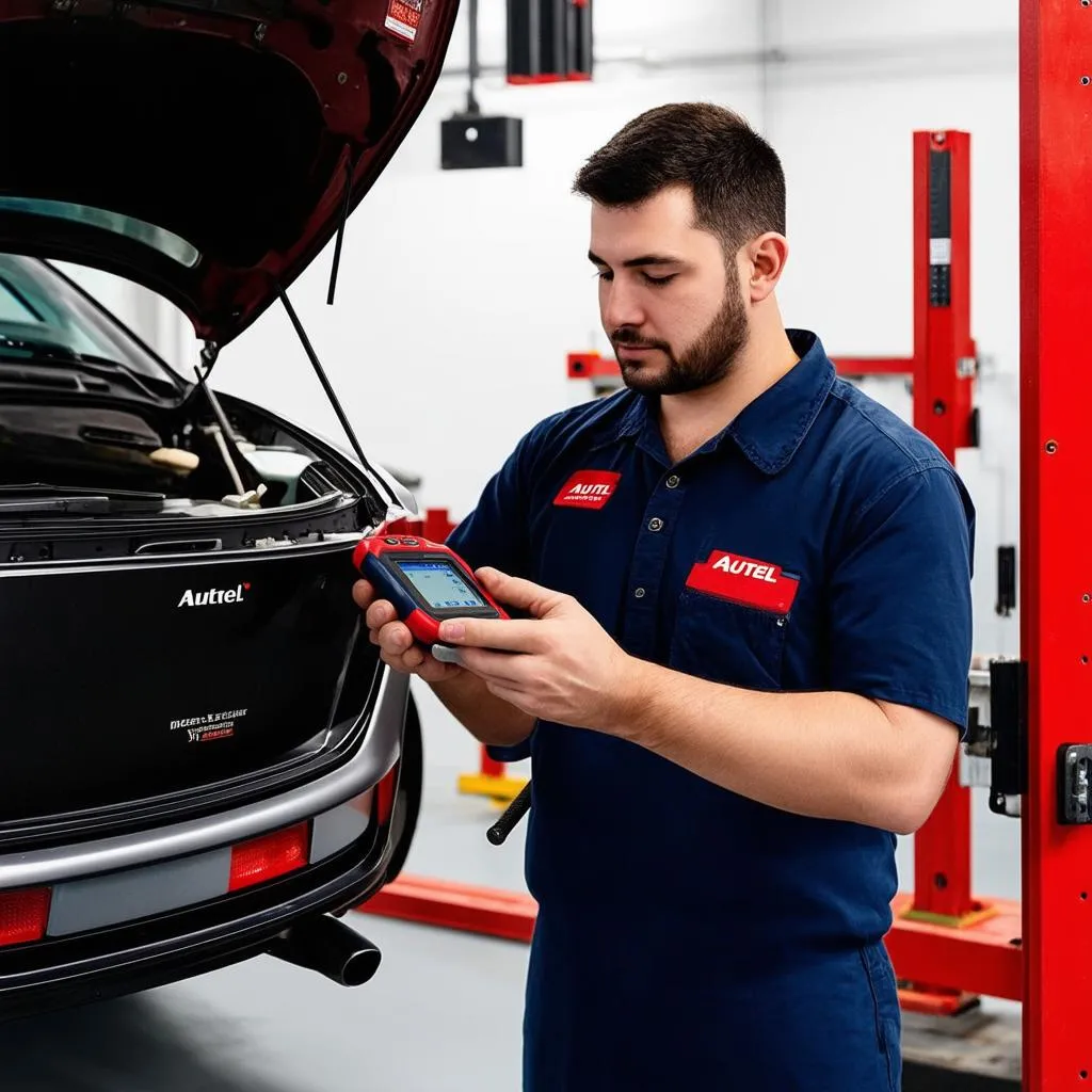 Mechanic Using Autel Scanner