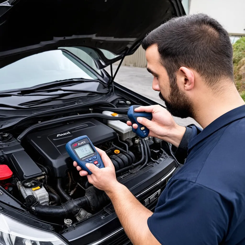 Mechanic Using Autel Scanner